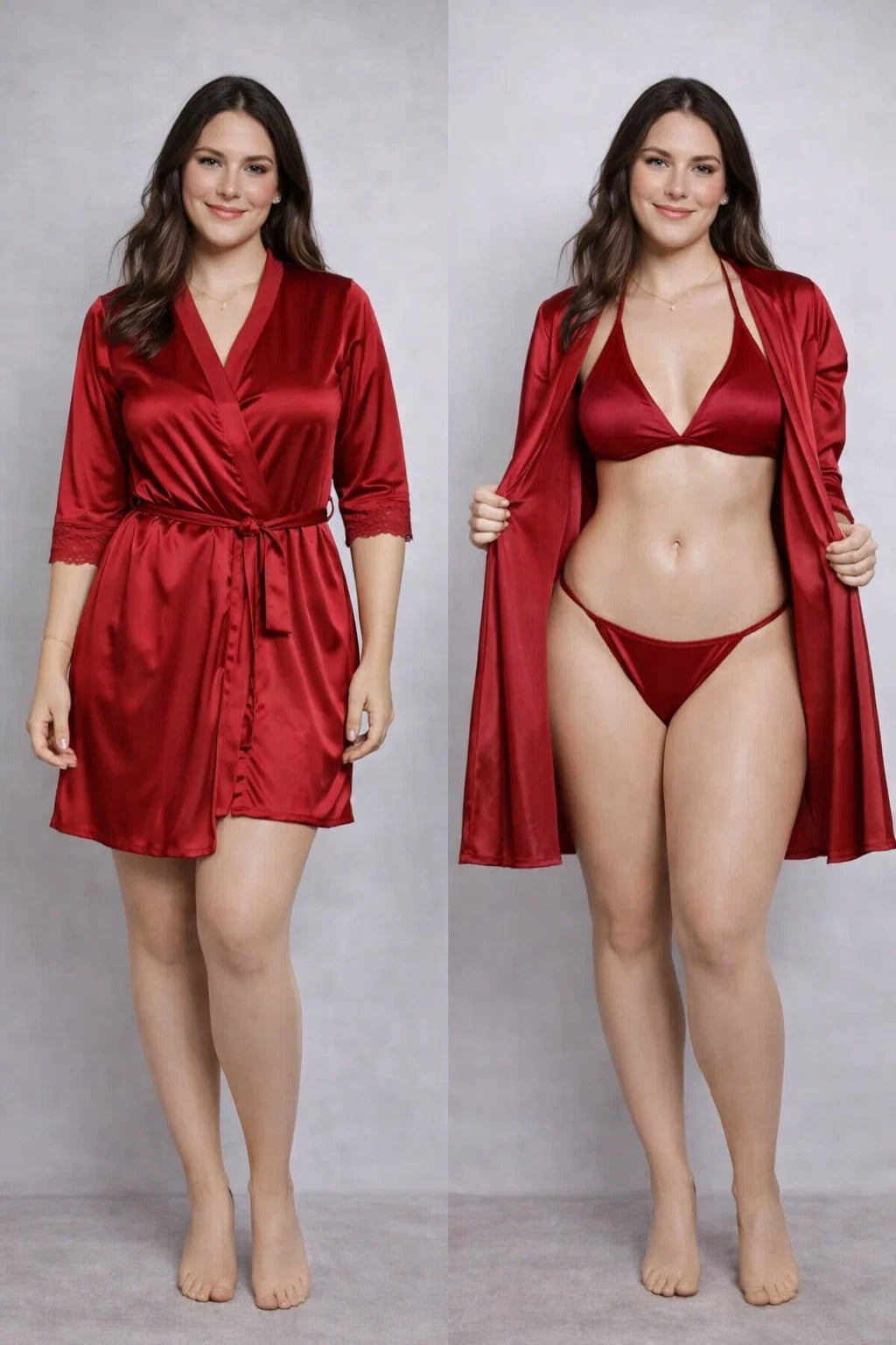 Three-Piece Bikini Night Set Gown